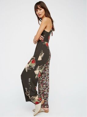 Free People “The Life Exotic” floral print sleeveless wide leg jumpsuit (size 2)